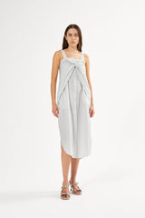 Bondie - Medley stripe tie front dress I Navy stripe 3 - Rabens Saloner