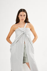 Bondie - Medley stripe tie front dress I Navy stripe 4 - Rabens Saloner