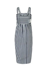 Bondie - Medley stripe tie front dress I Navy stripe 2 - Rabens Saloner