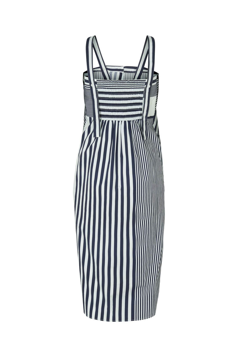 Bondie - Medley stripe tie front dress I Navy stripe 2 - Rabens Saloner