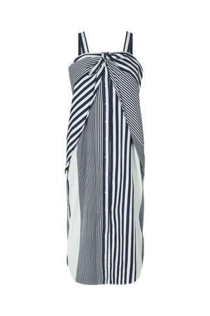 Bondie - Medley stripe tie front dress I Navy stripe Navy stripe XS 1 - Rabens Saloner