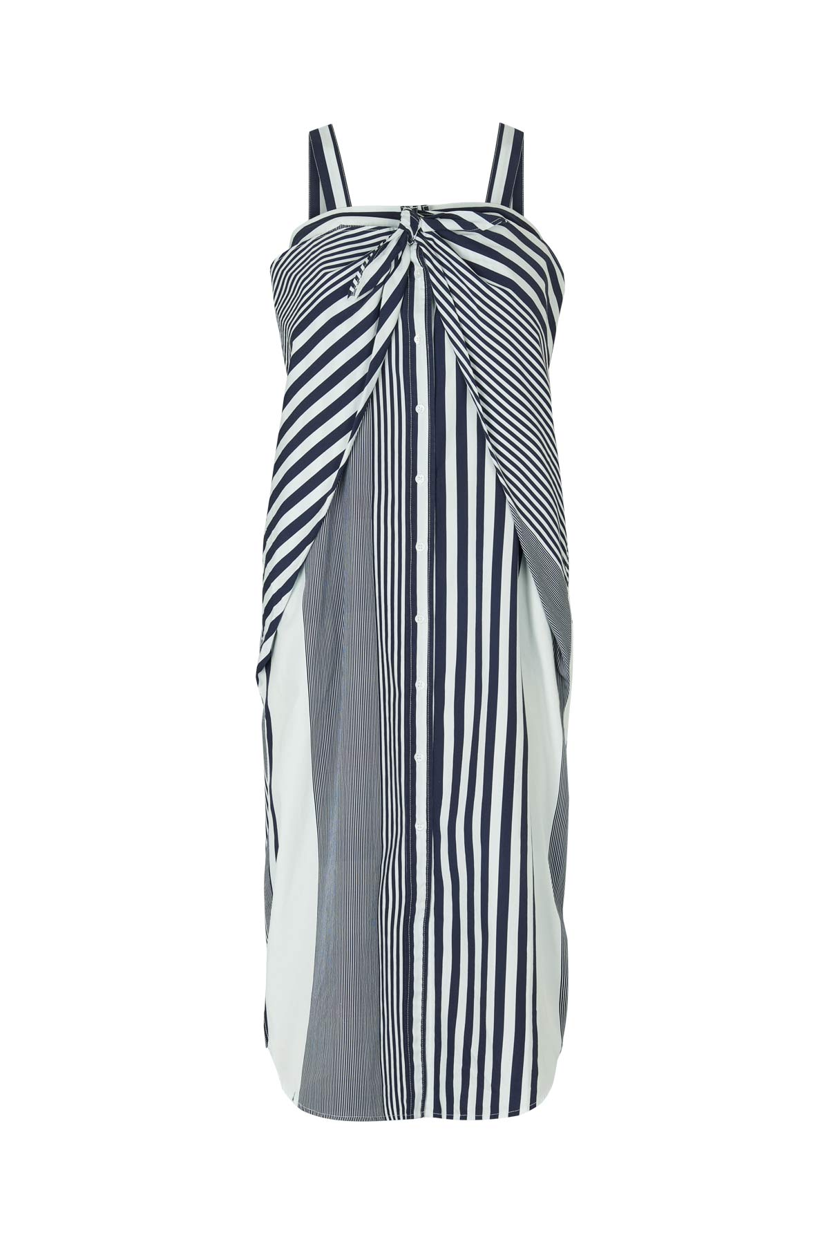 Bondie - Medley stripe tie front dress I Navy stripe Navy stripe XS 1 - Rabens Saloner