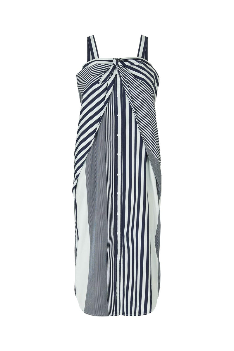 Bondie - Medley stripe tie front dress I Navy stripe Navy stripe XS 1 - Rabens Saloner