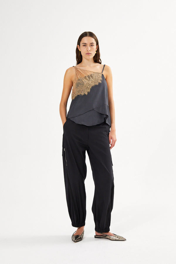 Blondie - Sheer lace camisole top I Dark shadow combo 1 - Rabens Saloner