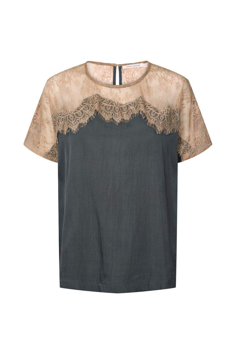 Buggi - Sheer lace t-shirt I Dark shadow combo Dark shadow combo XS/S 3 - Rabens Saloner