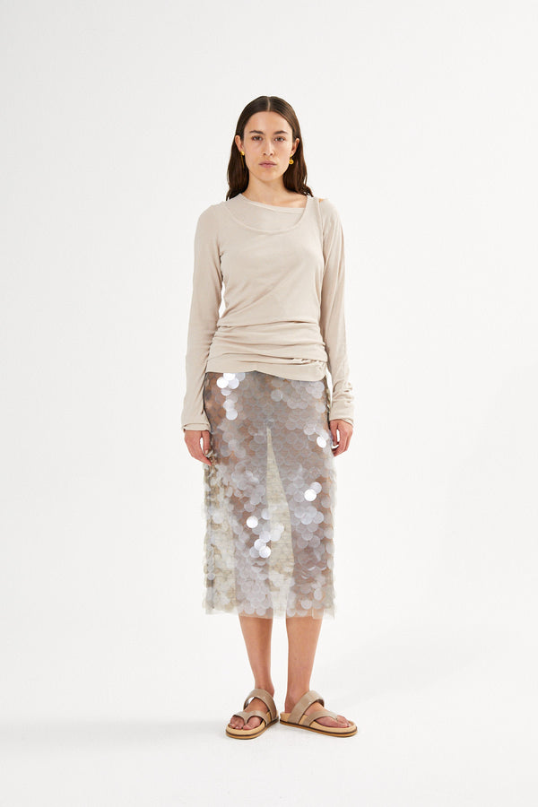 Destiny - Double jersey long sleeve top I Dirty chalk 1 - Rabens Saloner