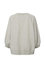 Nona - Sweat raglan 3/4 sleeve top I Grey melange 4 - Rabens Saloner