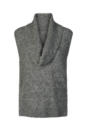 Biak - Soft knit vest I Grey melange Grey melange XS 4 - Rabens Saloner