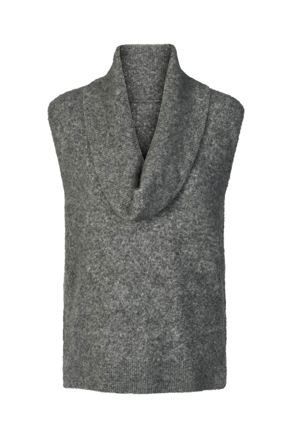 Biak - Soft knit vest I Grey melange Grey melange XS 2 - Rabens Saloner