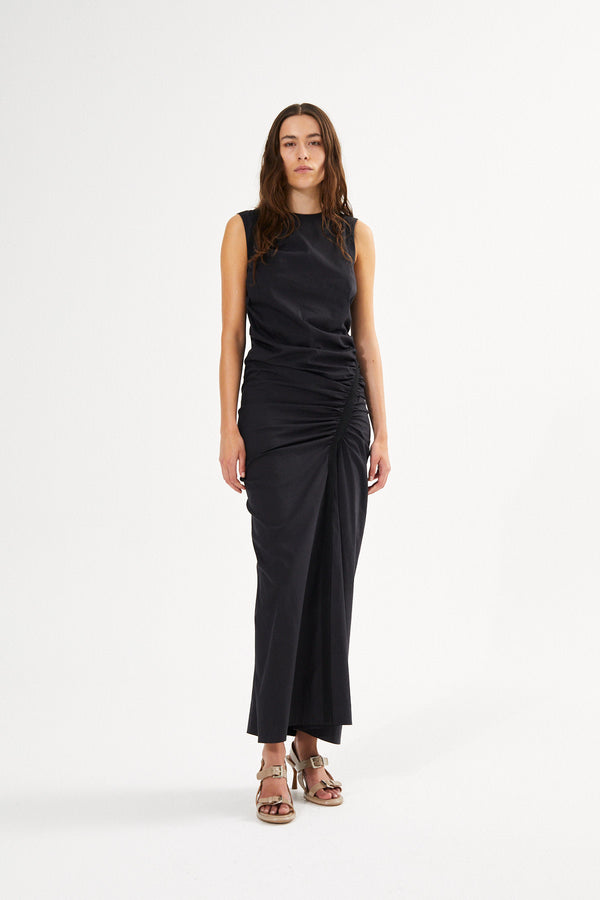 Bibber - Papery fitted long dress I Black 1 - Rabens Saloner