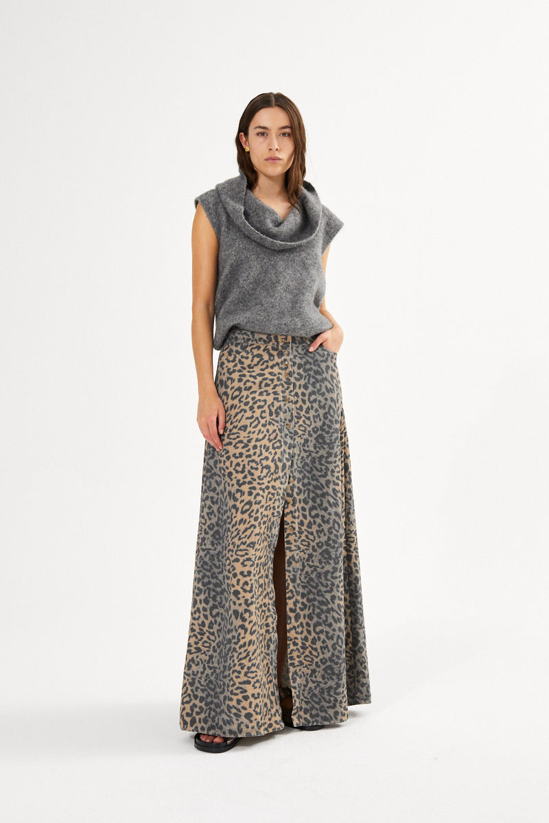 Natja - Leopard print button skirt I Leopard 1 - Rabens Saloner