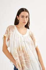 Jolin - Cartwheel blouse I Ocean combo 3 - Rabens Saloner