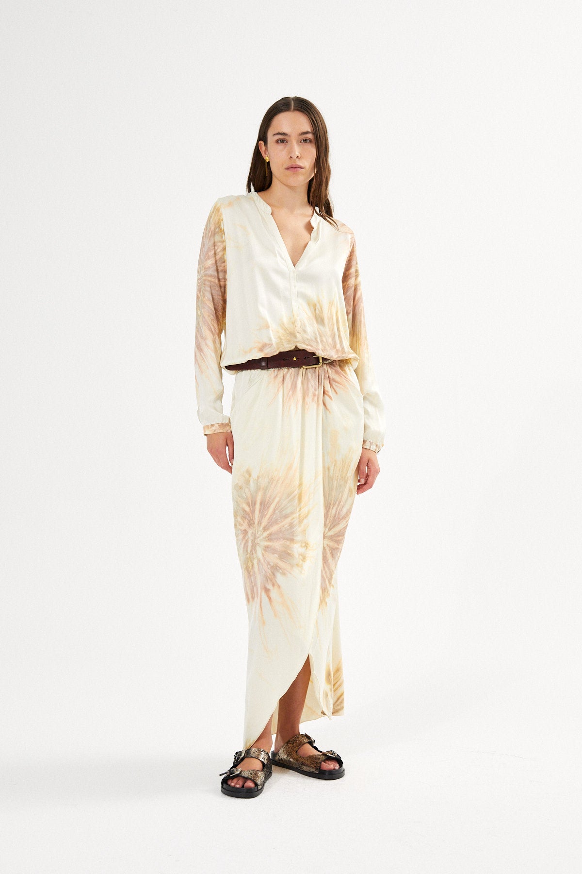 Vera - Cartwheel wrap over dress I Ocean combo 3 - Rabens Saloner
