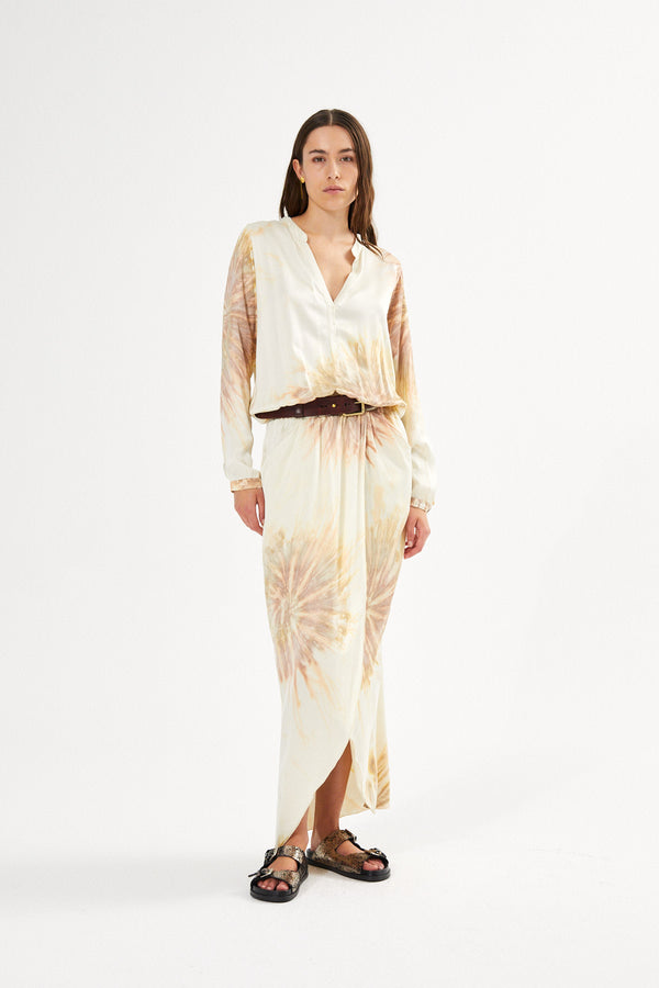 Vera - Cartwheel wrap over dress I Seashell combo 1 - Rabens Saloner