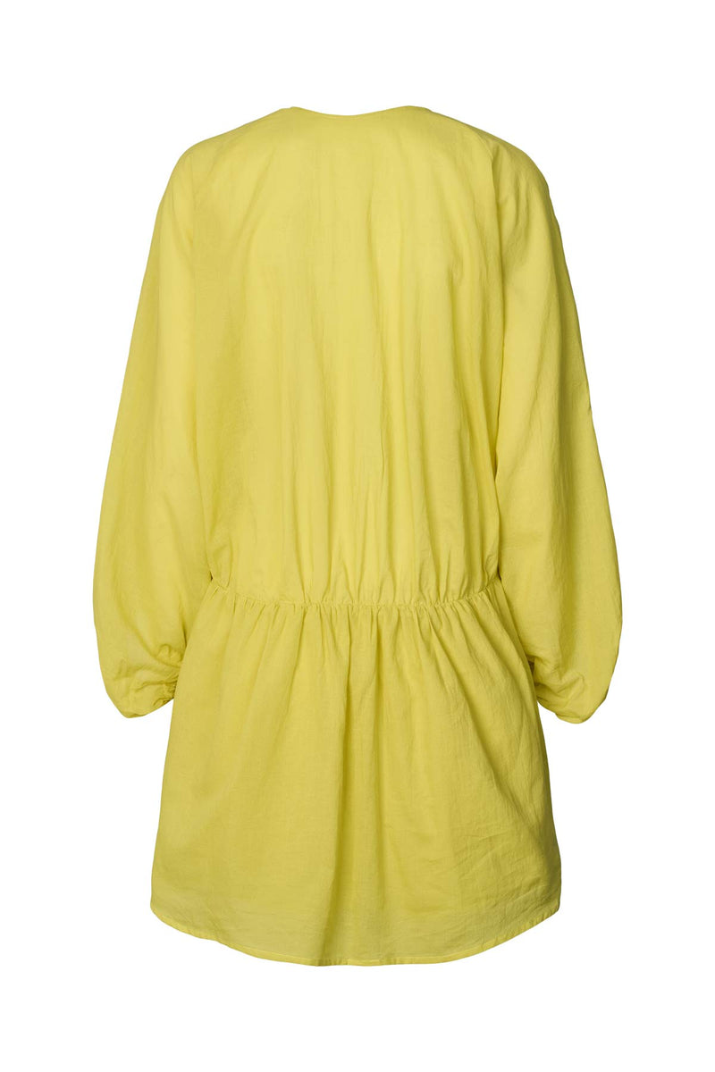 Corrina - Cotton voile deep V-neck dress I Acid yellow 4 - Rabens Saloner