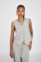 Favour - Drapy tailoring vest I Grey melange 2 - Rabens Saloner