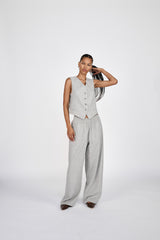 Everdeen - Drapy tailoring relaxed pants I Grey melange 3 - Rabens Saloner