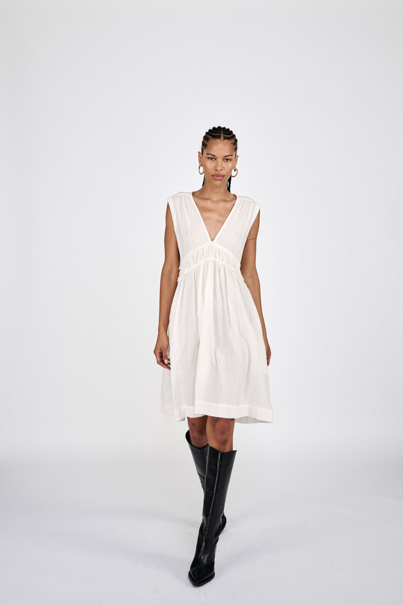 Hyben - Cotton short dress I White 3 - Rabens Saloner