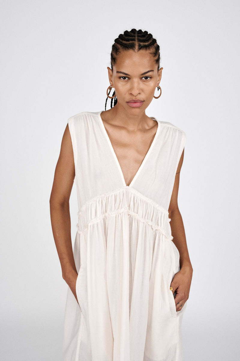Hyben - Cotton short dress I White 4 - Rabens Saloner
