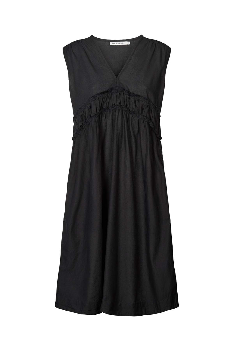 Hyben - Cotton short dress I Black Black XS 1 - Rabens Saloner