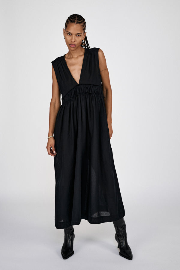 Harmonie - Cotton long dress I Black 1 - Rabens Saloner