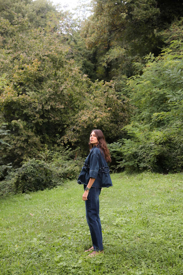 Fine - Denim cropped pants I Dark washed indigo 2 - Rabens Saloner