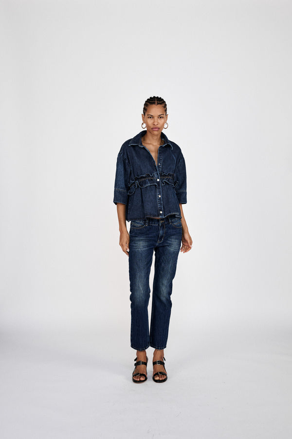 Fine - Denim cropped pants I Dark washed indigo 1 - Rabens Saloner