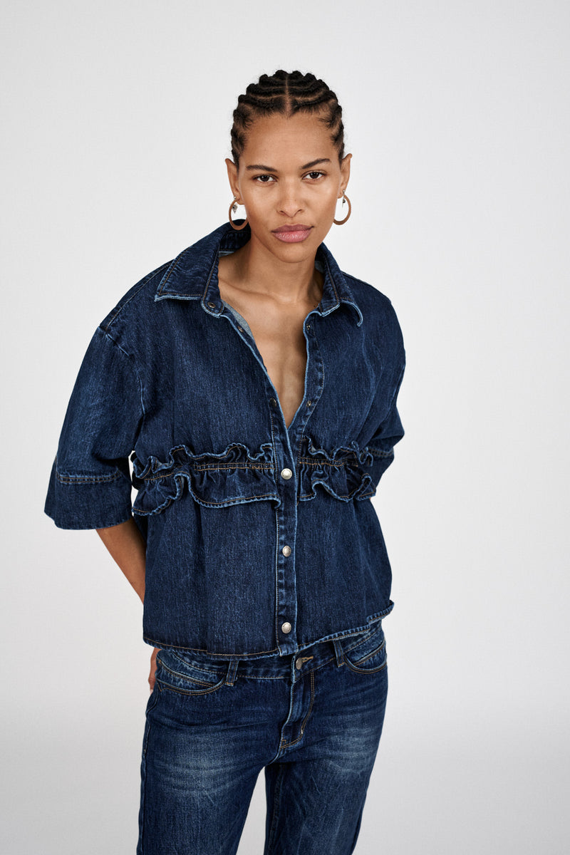 Fine - Denim cropped pants I Dark washed indigo 5 - Rabens Saloner