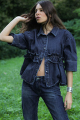 Fine - Denim cropped pants I Dark washed indigo 3 - Rabens Saloner