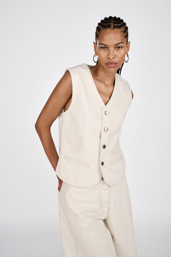 Banu - Denim ecru vest I Ecru 1 - Rabens Saloner