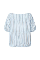 Lotte - Reverse stripe elasticated top I Blue pyjama stripe 6 - Rabens Saloner