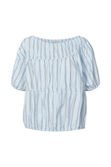Lotte - Reverse stripe elasticated top I Blue pyjama stripe Blue pyjama stripe XS/S 5 - Rabens Saloner