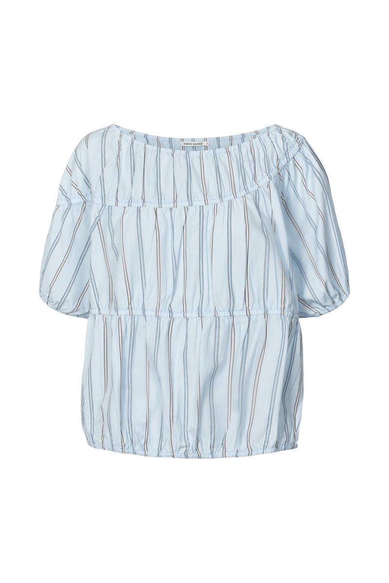 Lotte - Reverse stripe elasticated top I Blue pyjama stripe Blue pyjama stripe XS/S 5 - Rabens Saloner