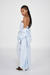 Fresia - Reverse stripe military pants I Blue pyjama stripe 4 - Rabens Saloner