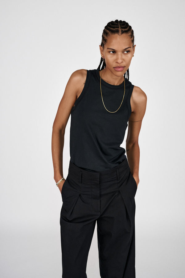 Johnny - Pima jersey tank top I Pirate black 1 - Rabens Saloner
