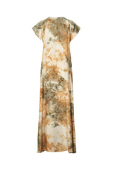 Rosie - Abstract frill neck dress I Forest combo 4 - Rabens Saloner