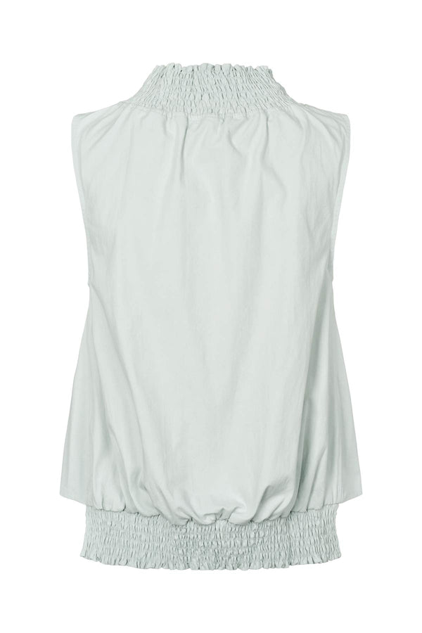 Fiola - Poplin heavy shirring top I Sky blue 2 - Rabens Saloner