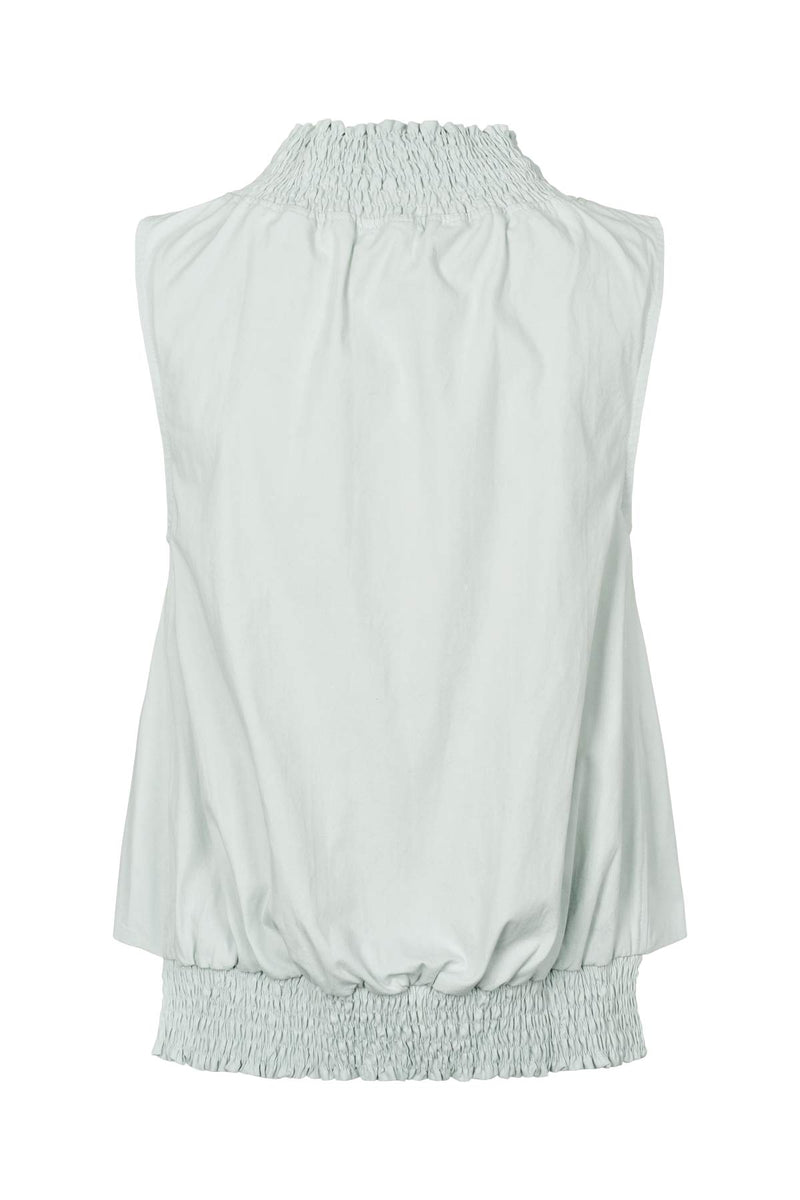 Fiola - Poplin heavy shirring top I Sky blue 2 - Rabens Saloner
