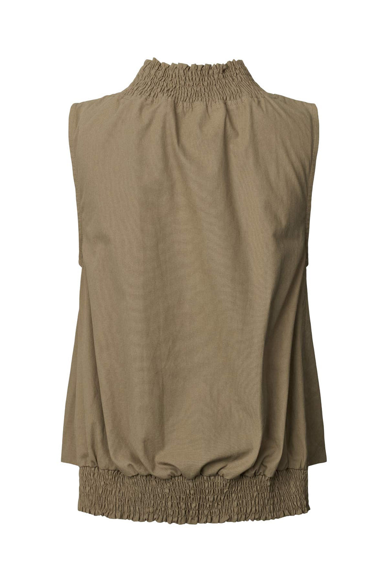 Fiola - Poplin heavy shirring top I Dry bark 5 - Rabens Saloner