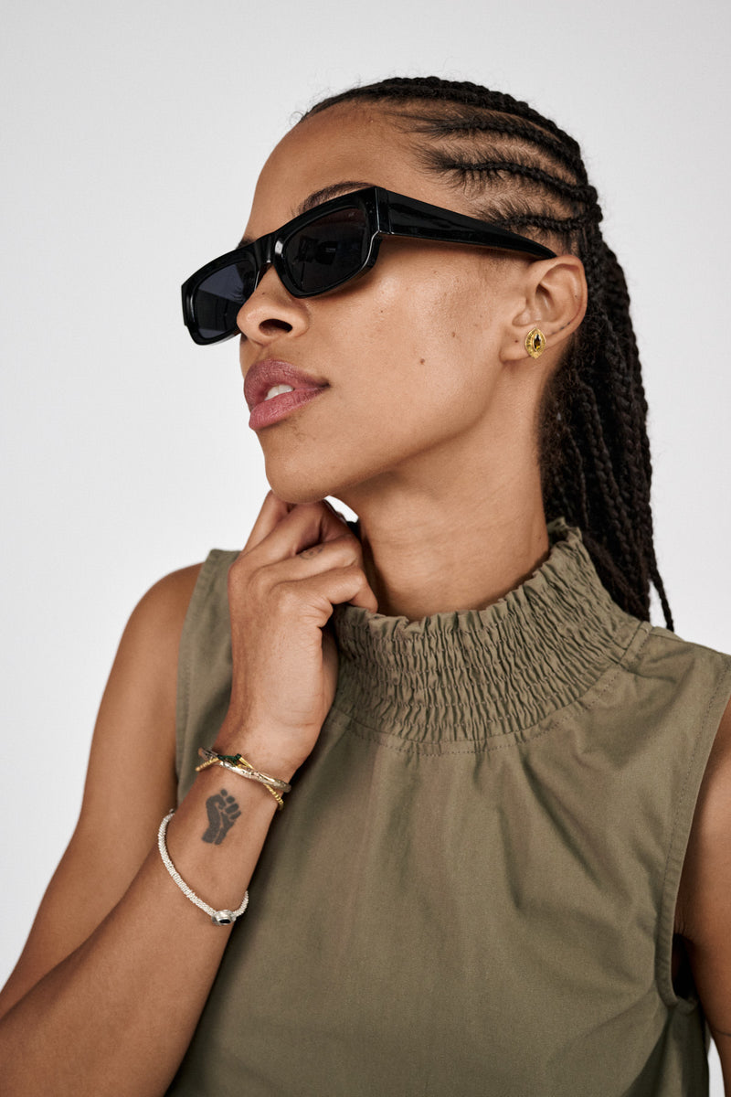 Fiola - Poplin heavy shirring top I Dry bark 3 - Rabens Saloner