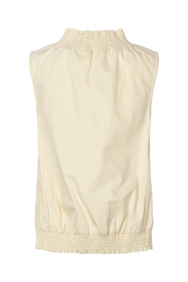 Fiola - Poplin heavy shirring top I Champagne 2 - Rabens Saloner