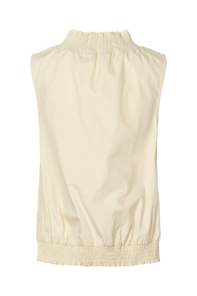 Fiola - Poplin heavy shirring top I Champagne 2 - Rabens Saloner