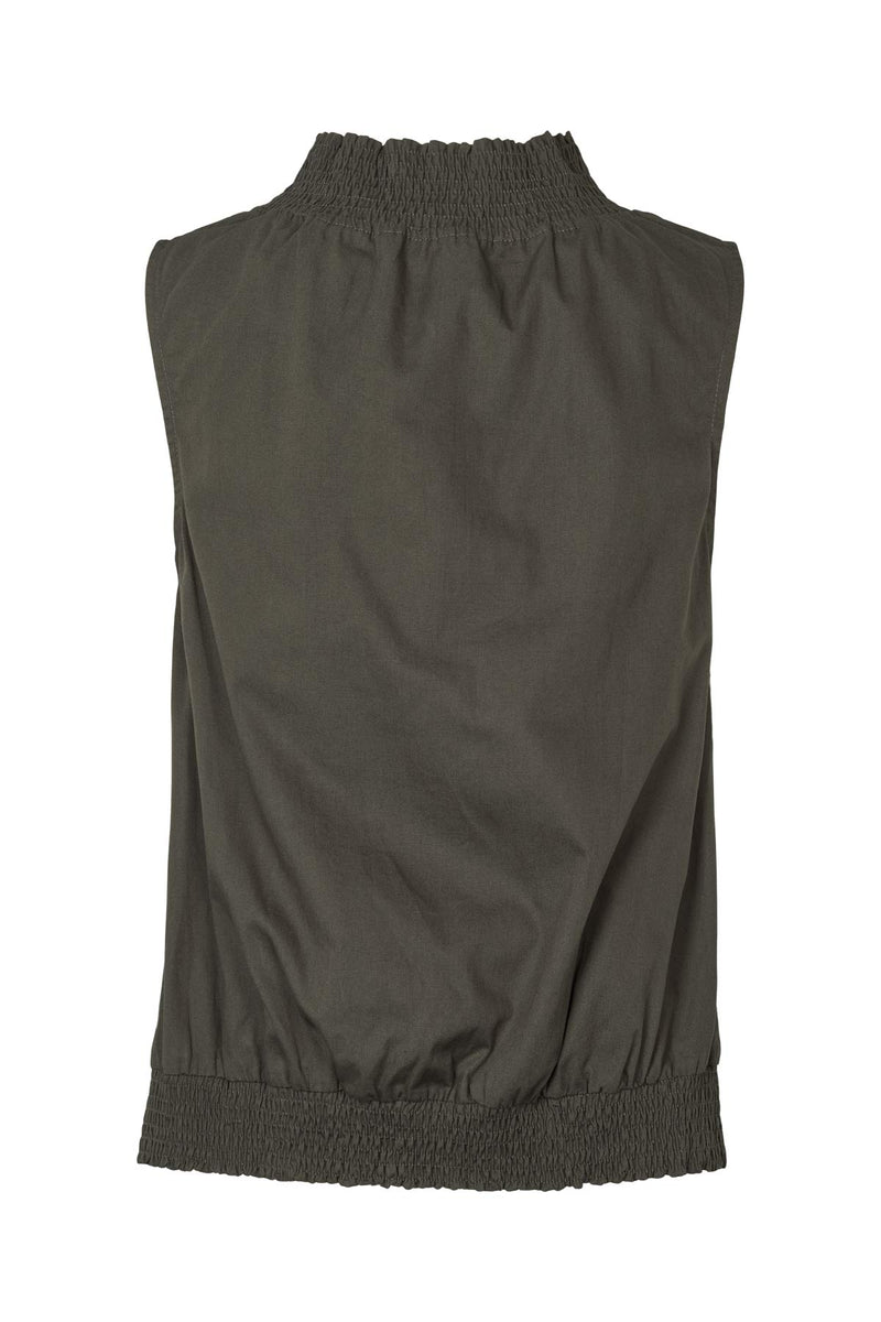 Fiola - Poplin heavy shirring top I Pirate black 2 - Rabens Saloner