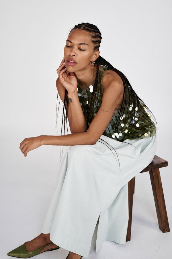Guri - Poplin heavy full skirt I Sky blue 1 - Rabens Saloner