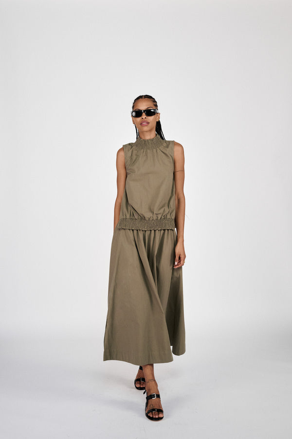 Guri - Poplin heavy full skirt I Dry bark 2 - Rabens Saloner