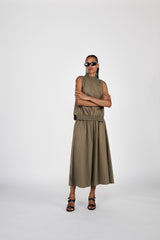 Guri - Poplin heavy full skirt I Dry bark 1 - Rabens Saloner