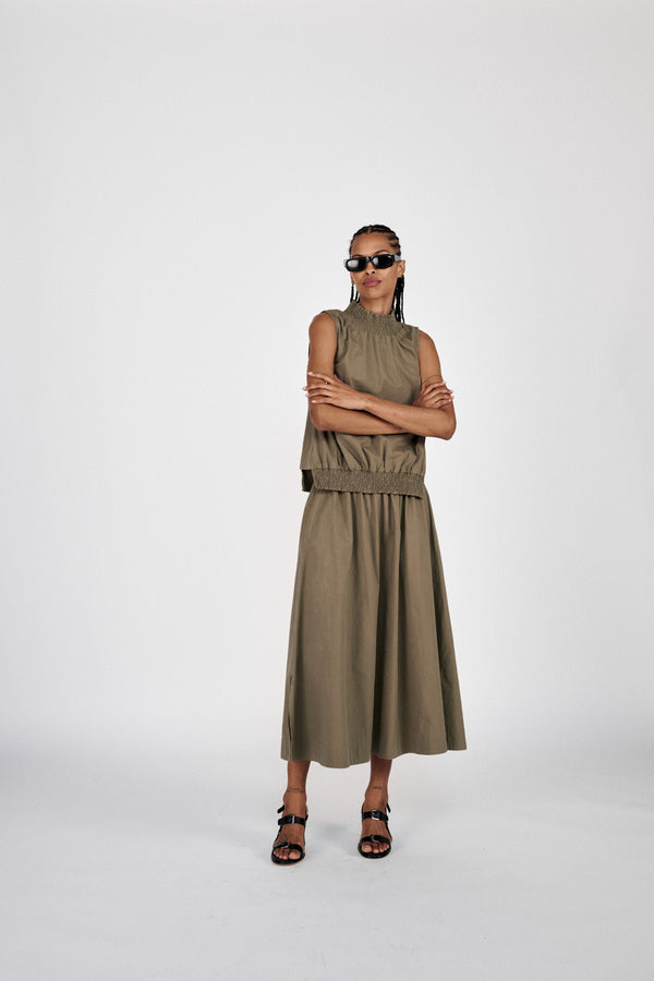 Guri - Poplin heavy full skirt I Dry bark 1 - Rabens Saloner