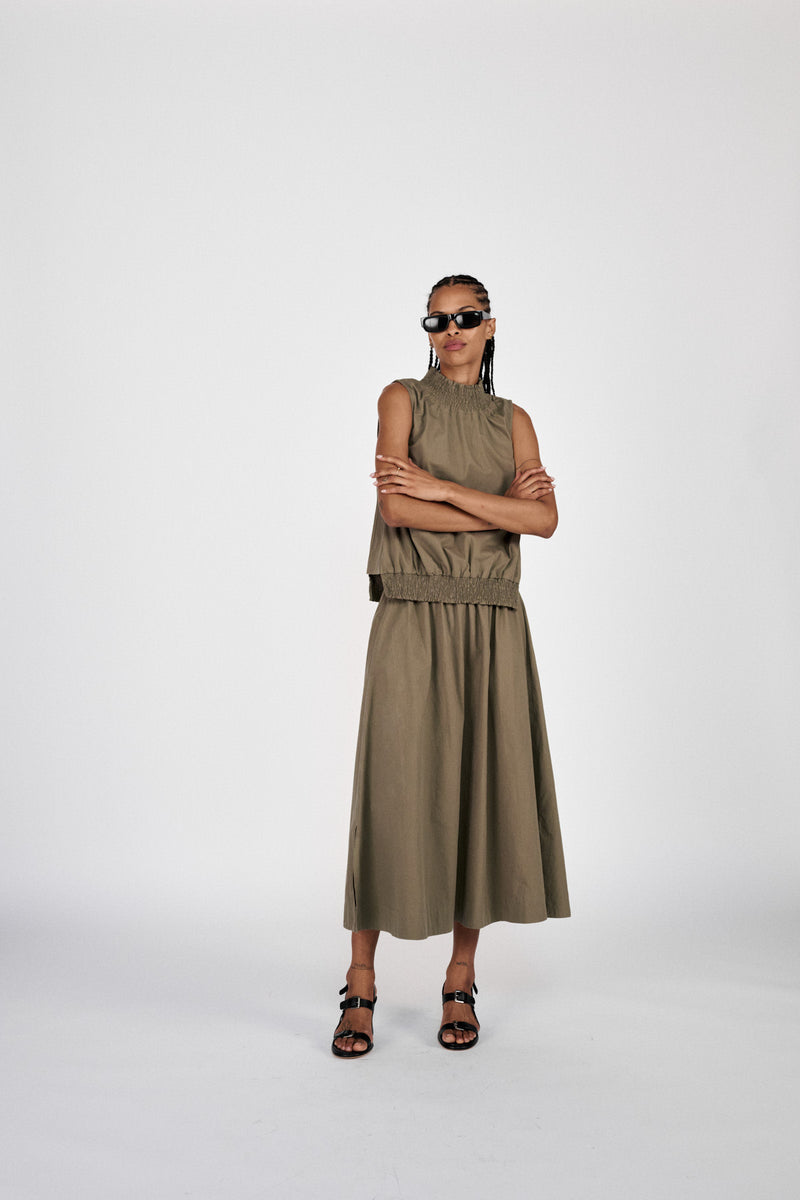 Guri - Poplin heavy full skirt I Dry bark 1 - Rabens Saloner