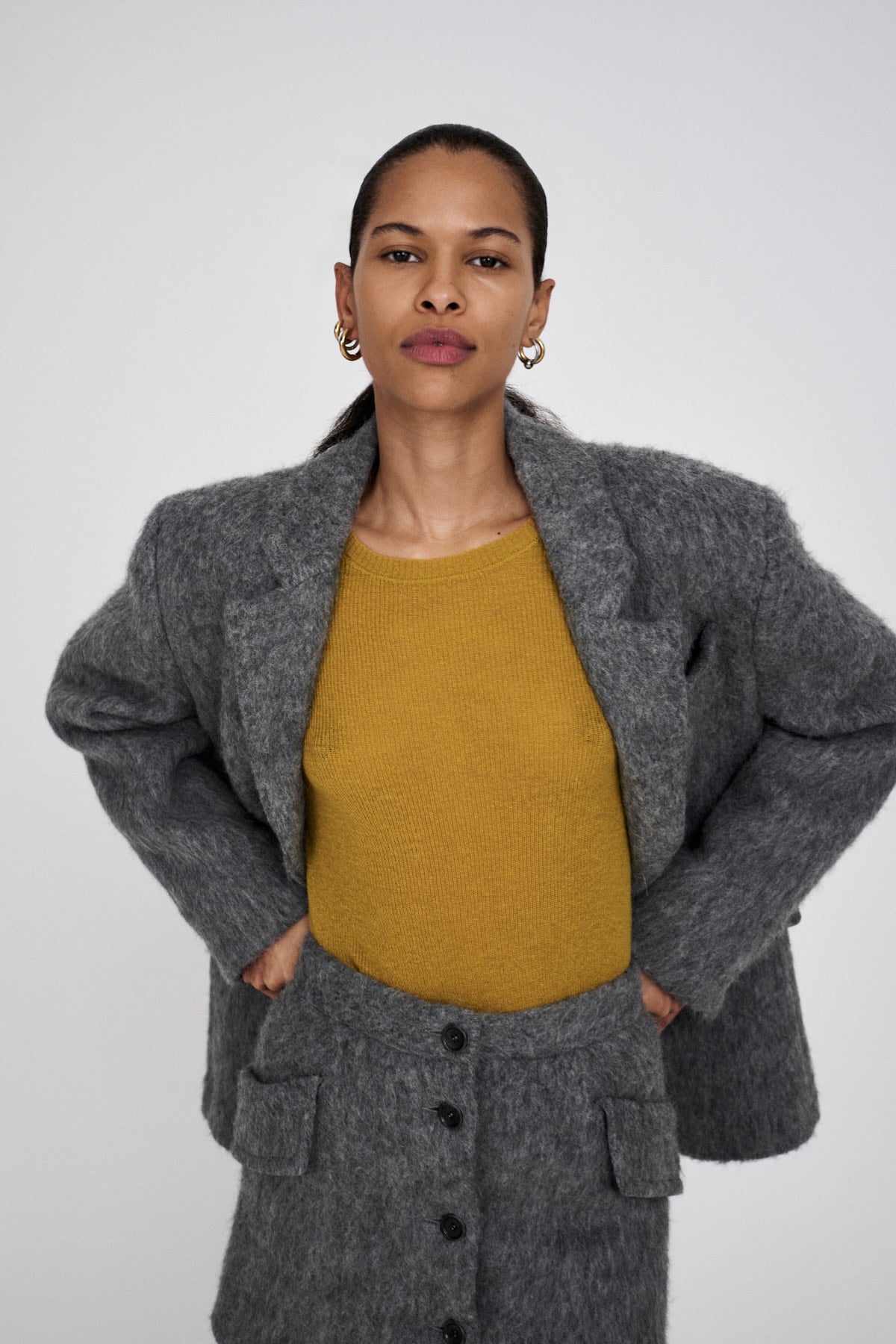 Nyara - Fuzzy jacket I Grey melange 2 - Rabens Saloner