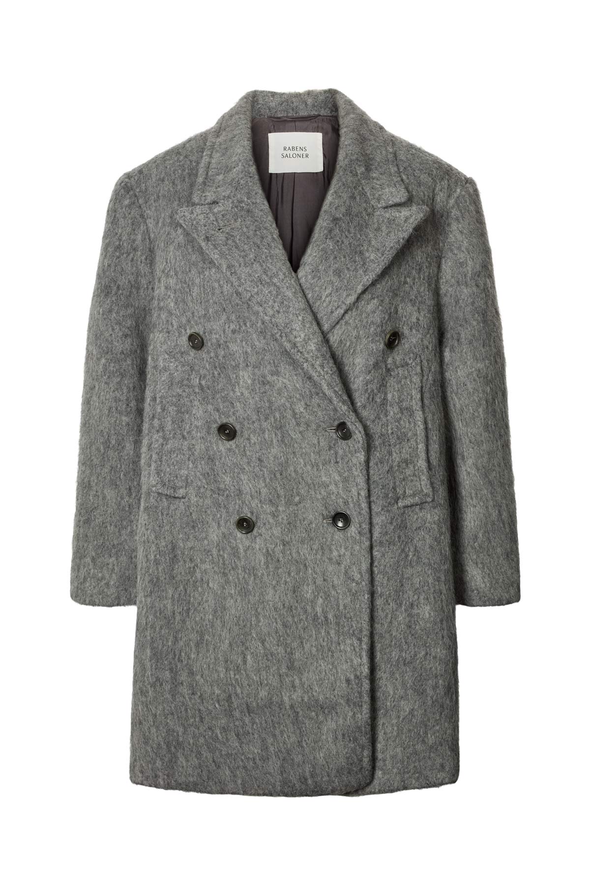 Leanna - Fuzzy oversized coat I Grey melange Grey melange XS/S 1 - Rabens Saloner